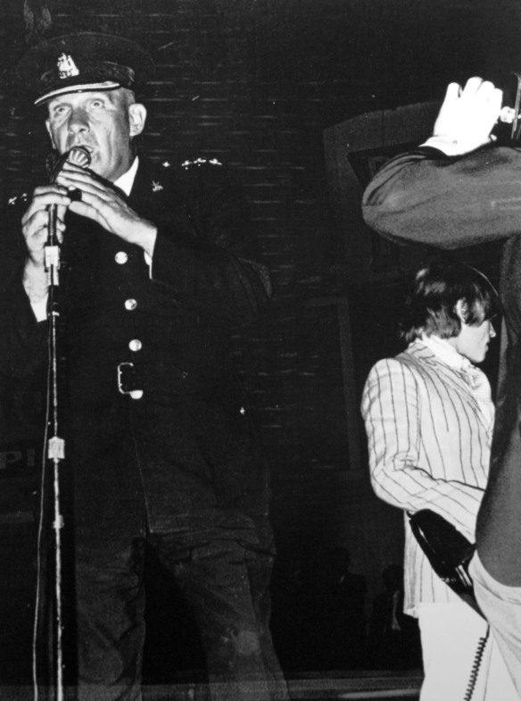 Inspector Bud Errington on stage with the Rolling Stones at the Forum, 19 July 1966. Photo: Vancouver Police Museum