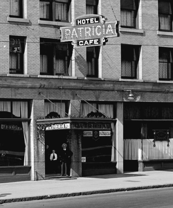 Patricia Hotel, 1917, the year prohibition prohibition and hot jazz came in. Photo by Stuart Thomson (cropped), City of Vancouver Archives #99-187